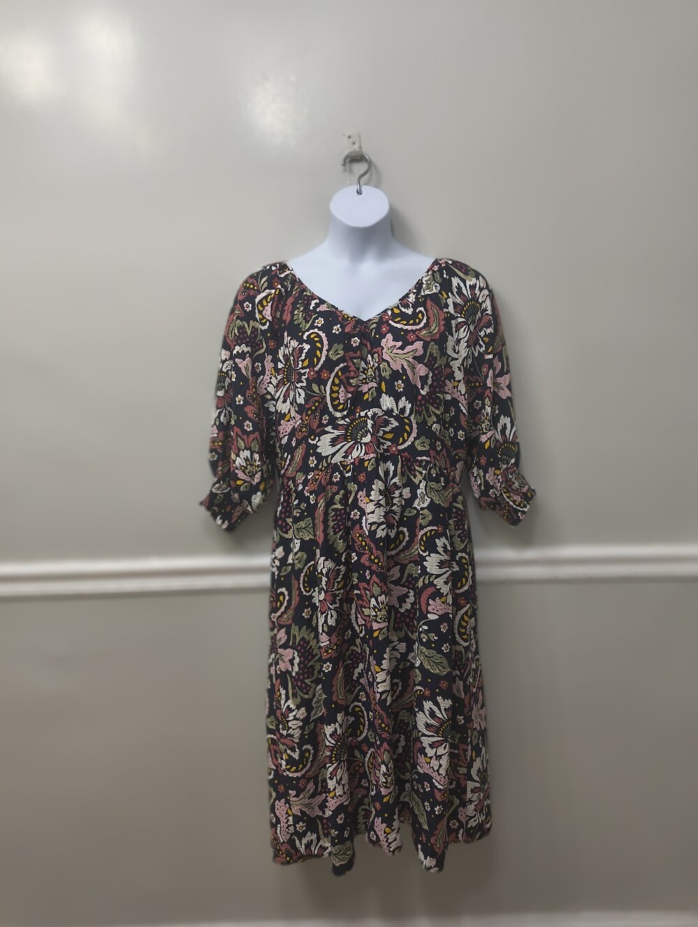 Ann Taylor Women's Empire Waist Floral Paisley Dress Multicolor Sz 12 Cottage